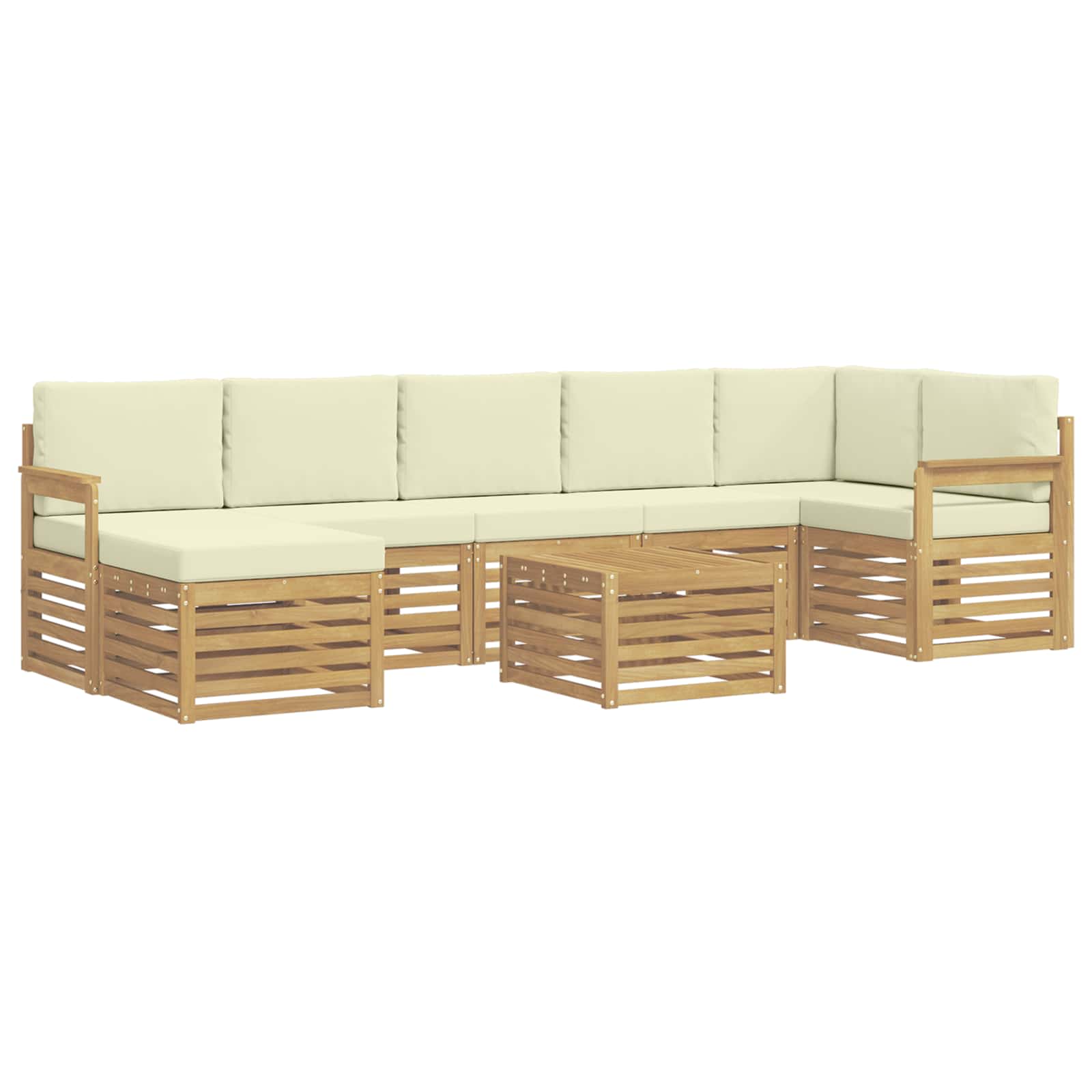 Σειρά Καναπέ Εξωτερικού 8 pcs Λευκό και Κρεμ 59 x 59 x 37 εκ - Pakobazaar