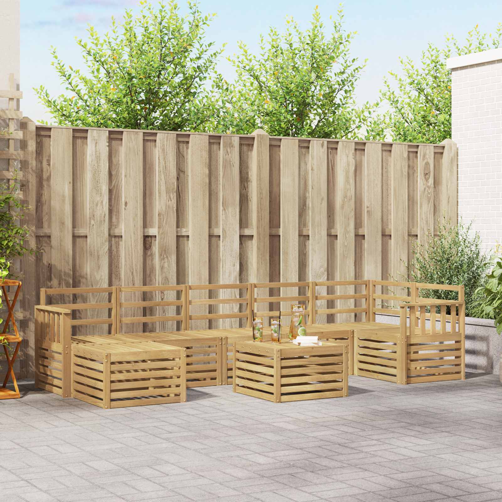 Σειρά Καναπέ Εξωτερικού 8 pcs Λευκό 59 x 59 x 37 εκ - Pakobazaar