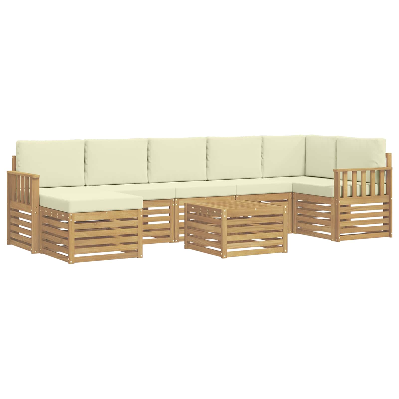 Σειρά Καναπέ Εξωτερικού 8 pcs Λευκό και Κρεμ 59 x 59 x 37 εκ - Pakobazaar