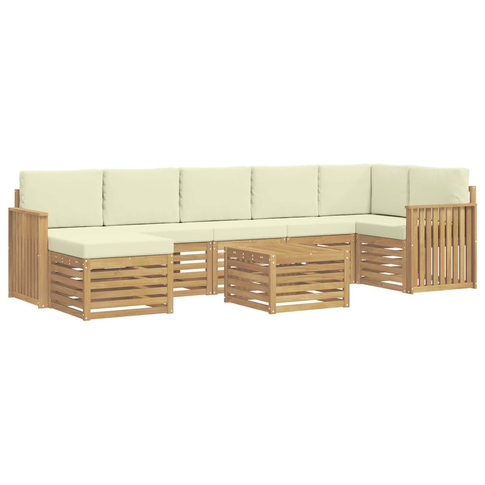 Σειρά Καναπέ Εξωτερικού 8 pcs Λευκό και Κρεμ 59 x 59 x 37 εκ - Pakobazaar