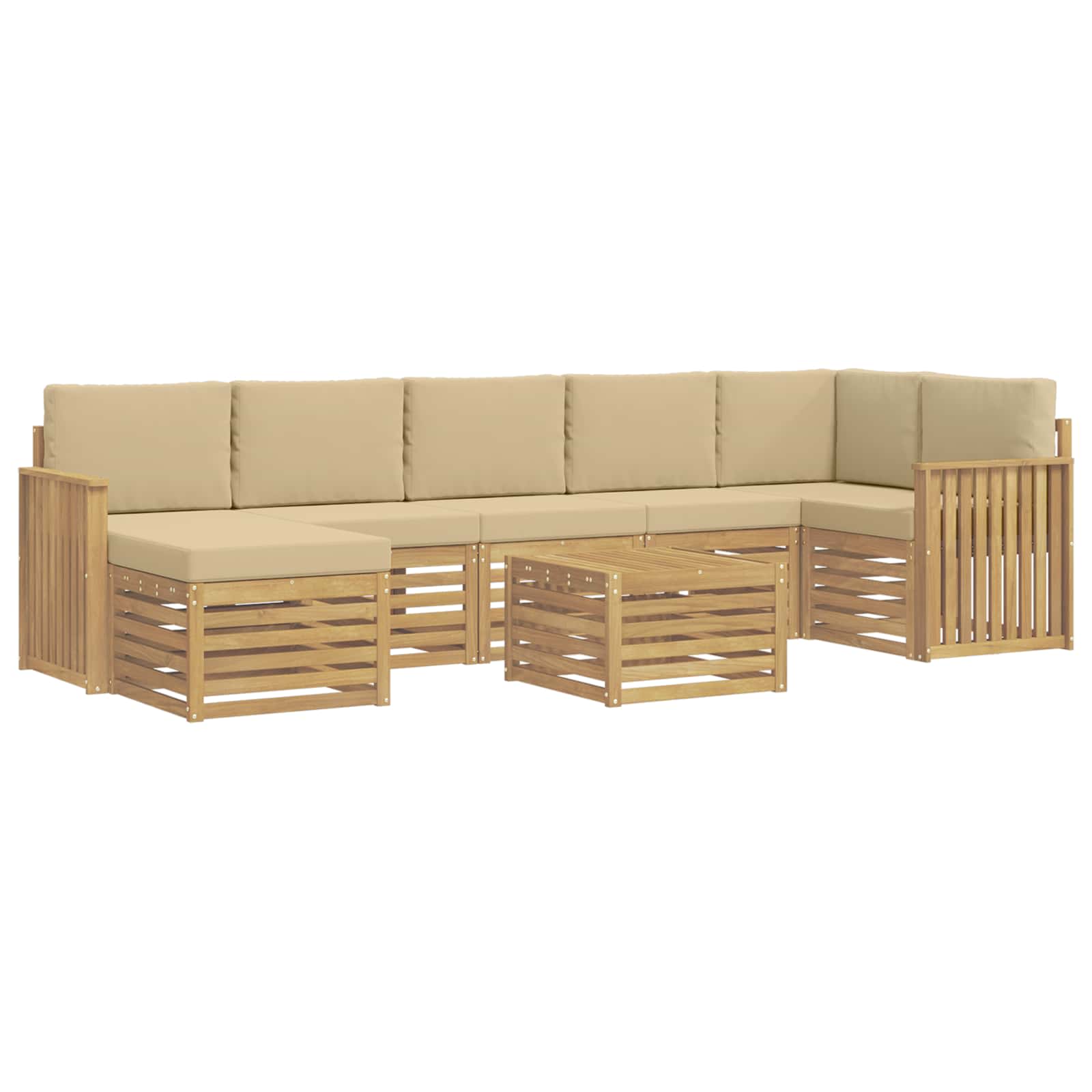 Σειρά Καναπέ Εξωτερικού 8 pcs Λευκό και Μπεζ 59 x 59 x 37 εκ - Pakobazaar