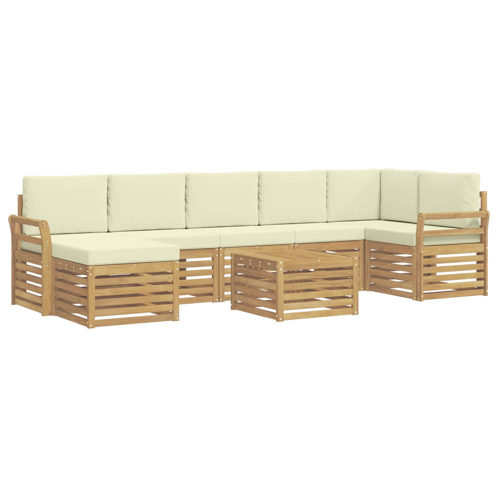 Σειρά Καναπέ Εξωτερικού 8 pcs Λευκό και Κρεμ 59 x 59 x 37 εκ - Pakobazaar
