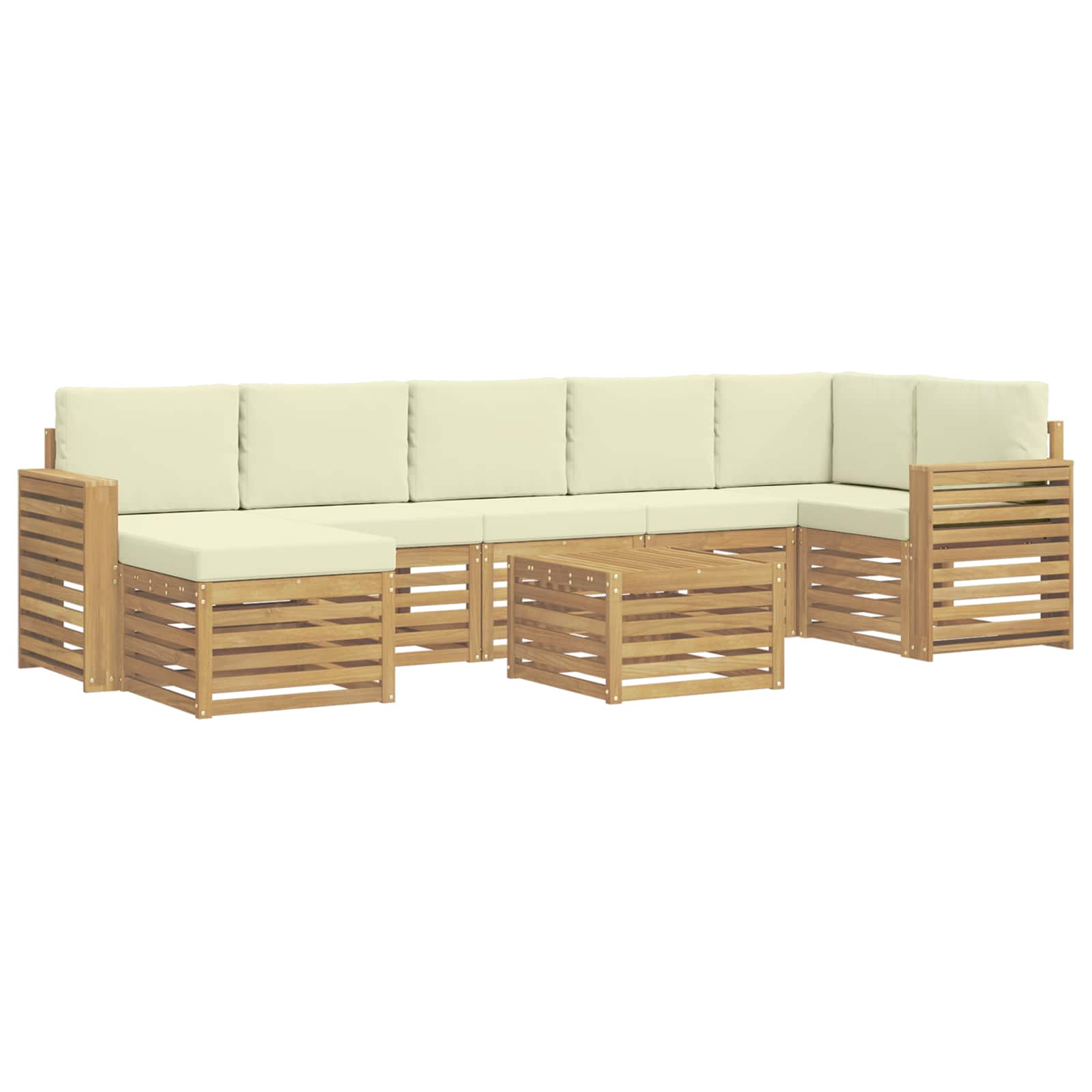 Σειρά Καναπέ Εξωτερικού 8 pcs Λευκό και Κρεμ 59 x 59 x 37 εκ - Pakobazaar
