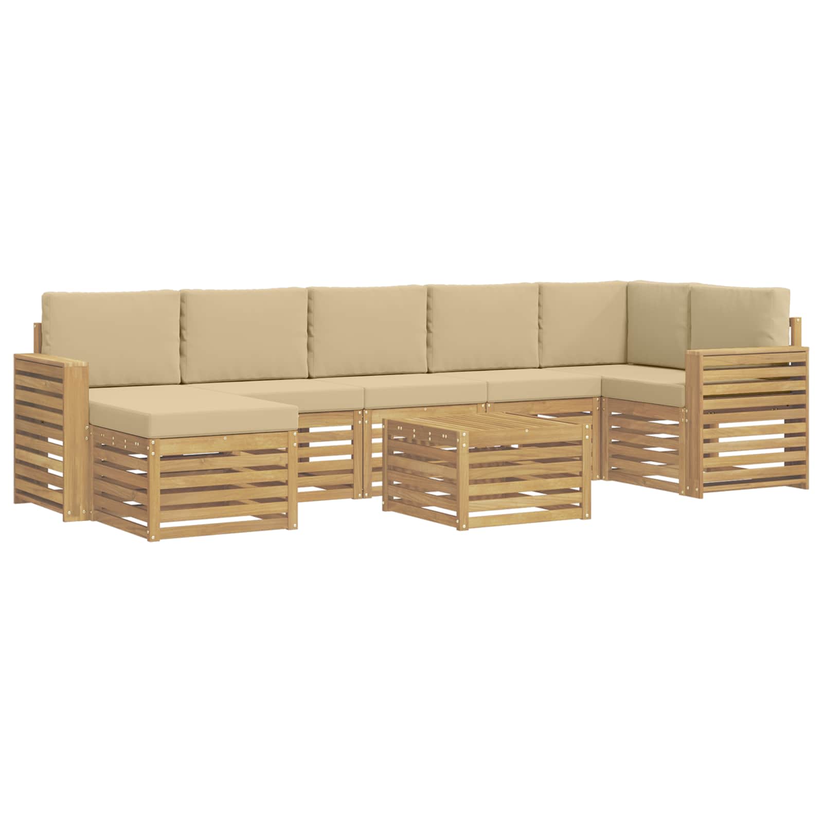 Σειρά Καναπέ Εξωτερικού 8 pcs Λευκό και Μπεζ 59 x 59 x 37 εκ - Pakobazaar