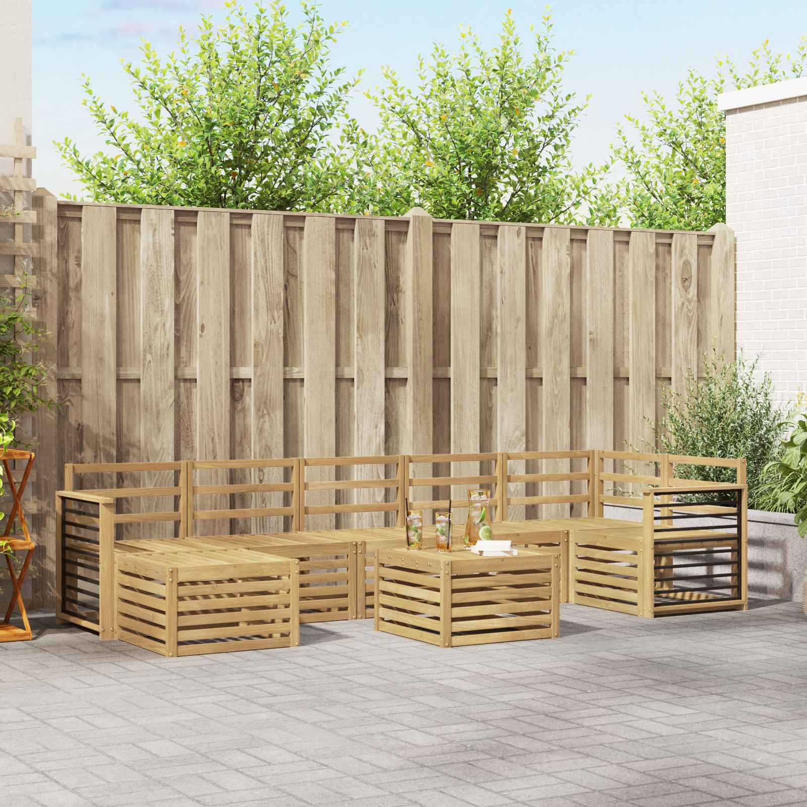Σειρά Καναπέ Εξωτερικού 8 pcs Λευκό 59 x 59 x 37 εκ - Pakobazaar