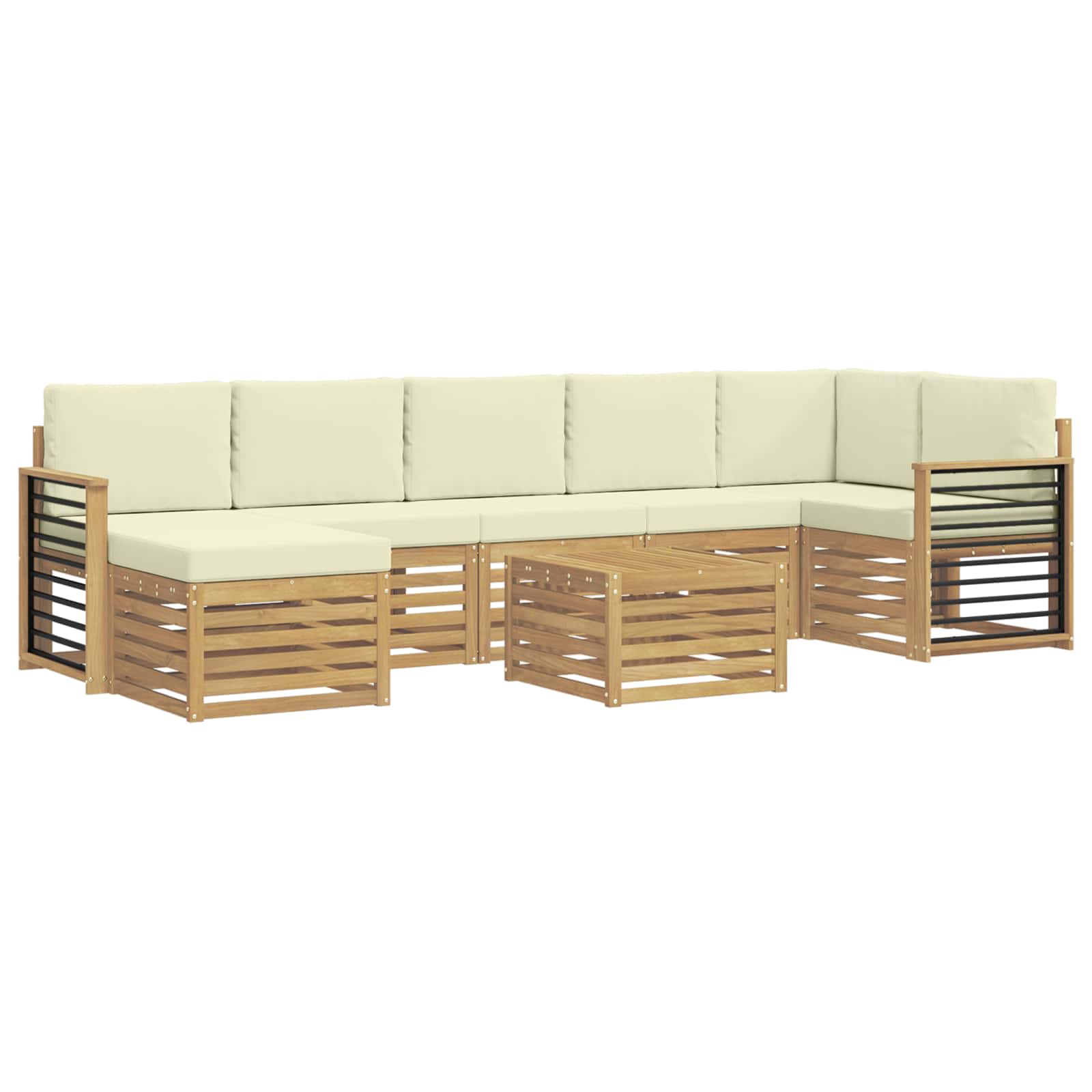 Σειρά Καναπέ Εξωτερικού 8 pcs Λευκό και Κρεμ 59 x 59 x 37 εκ - Pakobazaar