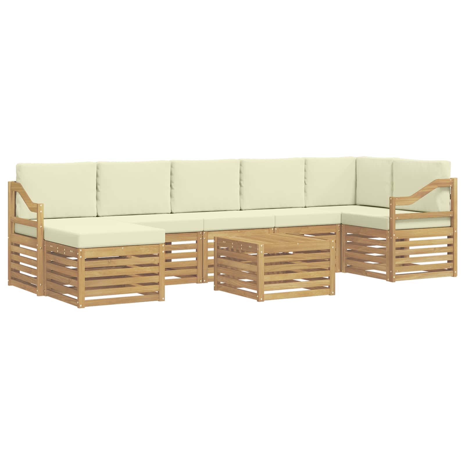 Σειρά Καναπέ Εξωτερικού 8 pcs Λευκό και Κρεμ 59 x 59 x 37 εκ - Pakobazaar