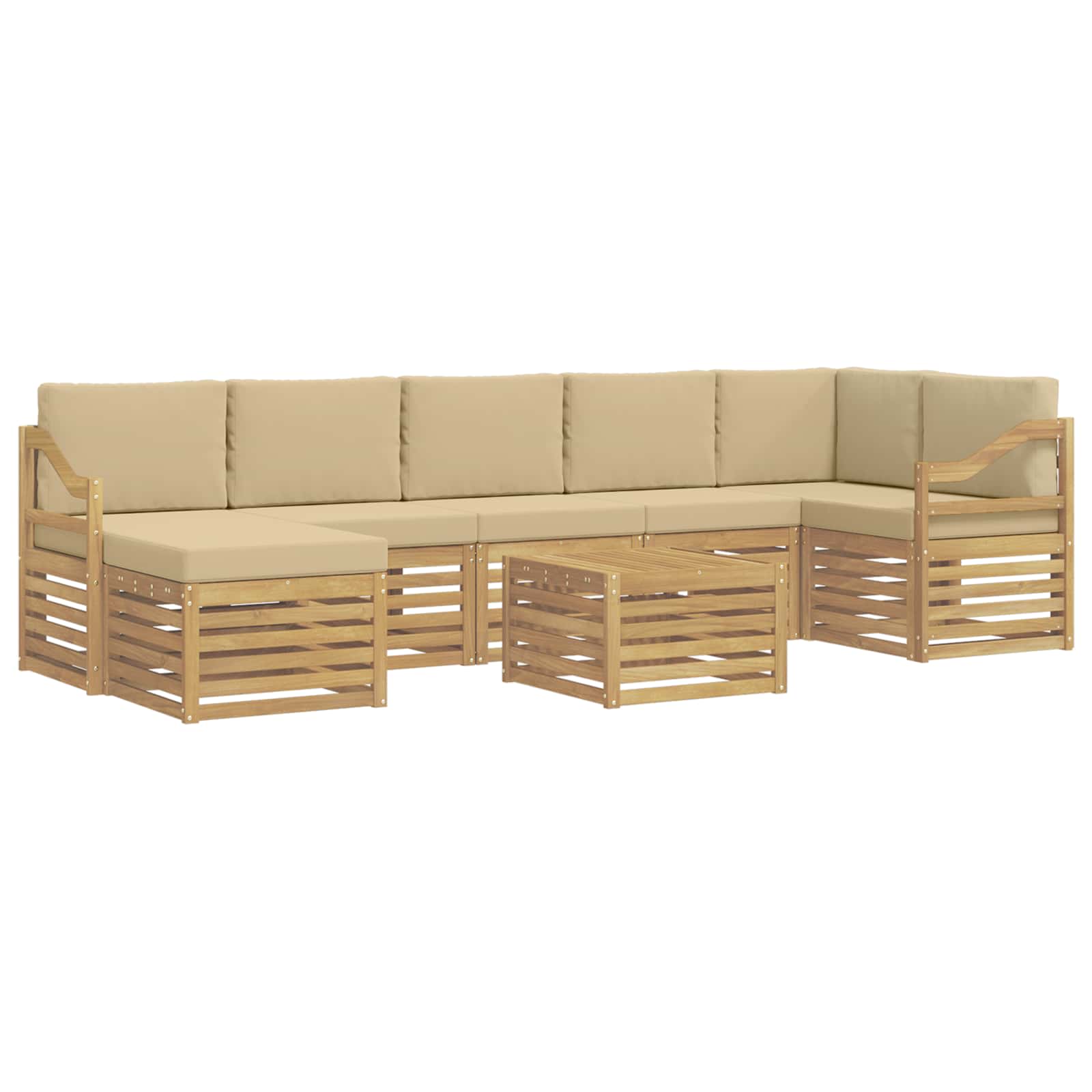 Σειρά Καναπέ Εξωτερικού 8 pcs Λευκό και Μπεζ 59 x 59 x 37 εκ - Pakobazaar