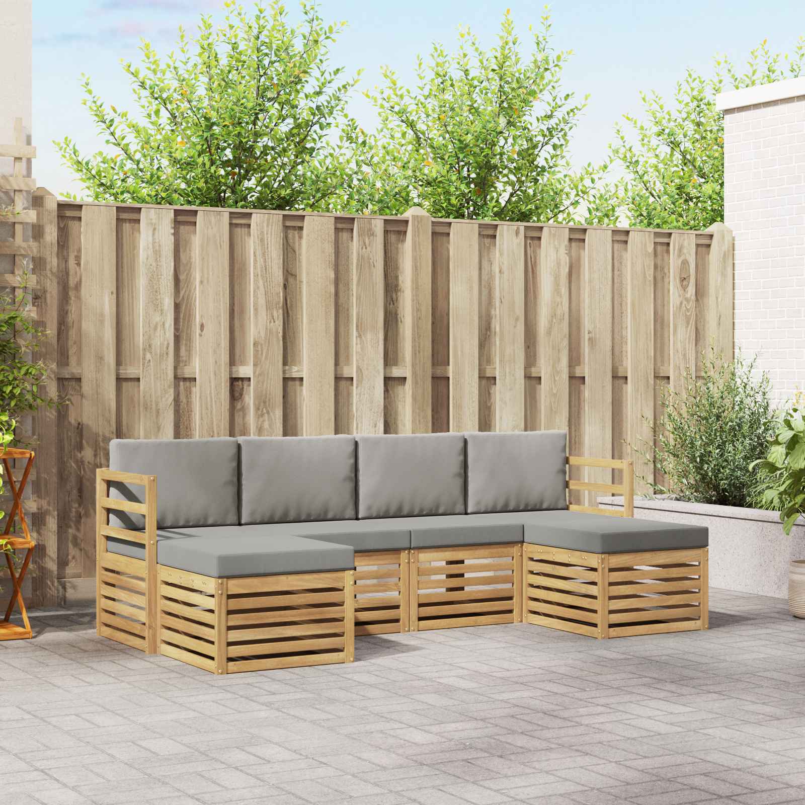 Σετ Καναπέ 6 pcs Λευκό και Ανοιχτό Γκρι 245 x 122,5 x 73 εκ - Pakobazaar
