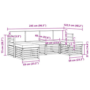 Σετ Καναπέ 6 pcs Λευκό και Ανοιχτό Γκρι 245 x 122,5 x 73 εκ - Pakobazaar