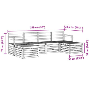 Σειρά Καναπέ Εξωτερικού 5 pcs Λευκό 249 x 122,5 x 73 εκ - Pakobazaar