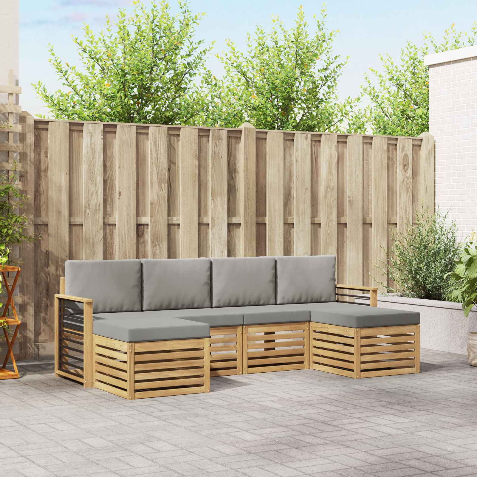 Σετ Καναπέ 6 pcs Λευκό και Ανοιχτό Γκρι 249 x 122,5 x 73 εκ - Pakobazaar