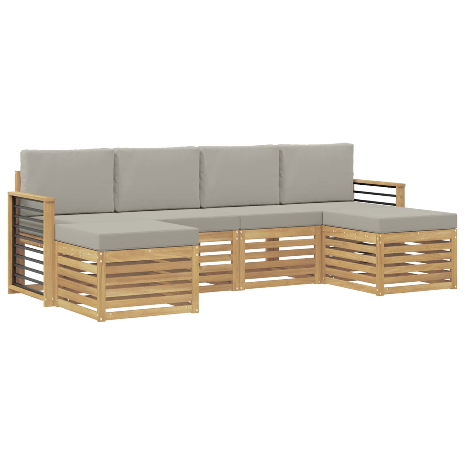 Σετ Καναπέ 6 pcs Λευκό και Ανοιχτό Γκρι 249 x 122,5 x 73 εκ - Pakobazaar
