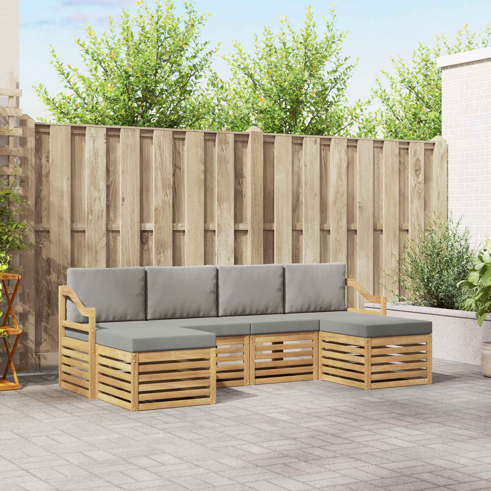 Σετ Καναπέ 6 pcs Λευκό και Ανοιχτό Γκρι 245 x 122,5 x 73 εκ - Pakobazaar