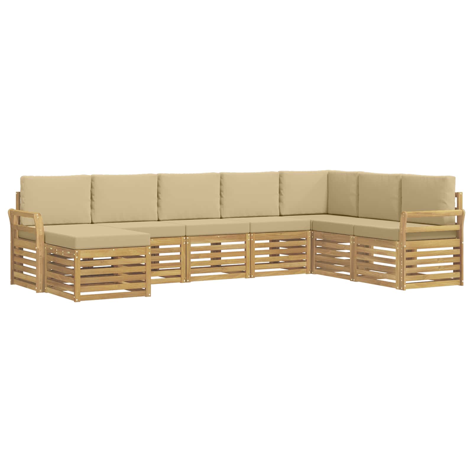 Σειρά Καναπέ Εξωτερικού 8 pcs Λευκό και Μπεζ 308 x 190 x 73 εκ. - Pakobazaar