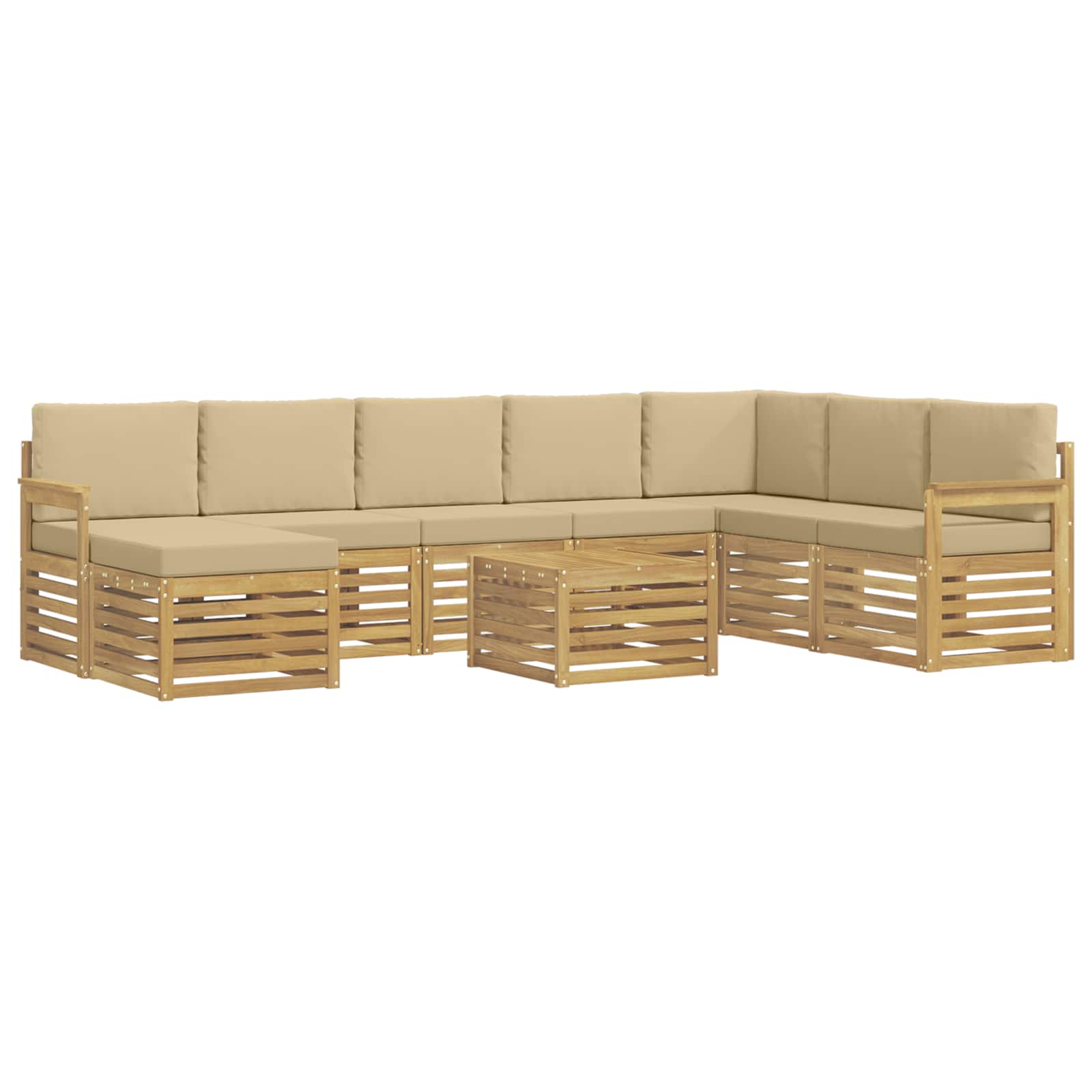 Σειρά Καναπέ Εξωτερικού 7 pcs Λευκό και Μπεζ 59 x 59 x 37 εκ - Pakobazaar