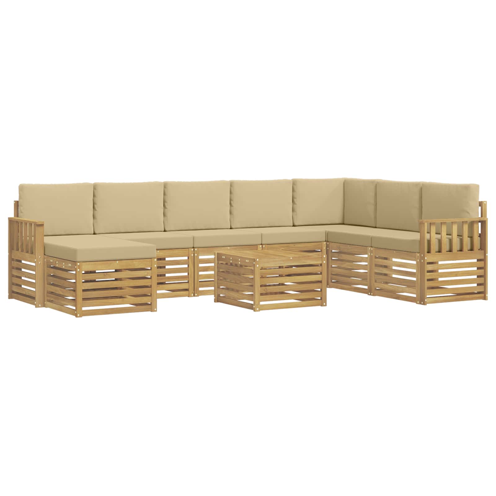 Σειρά Καναπέ Εξωτερικού 7 pcs Λευκό και Μπεζ 59 x 59 x 37 εκ - Pakobazaar
