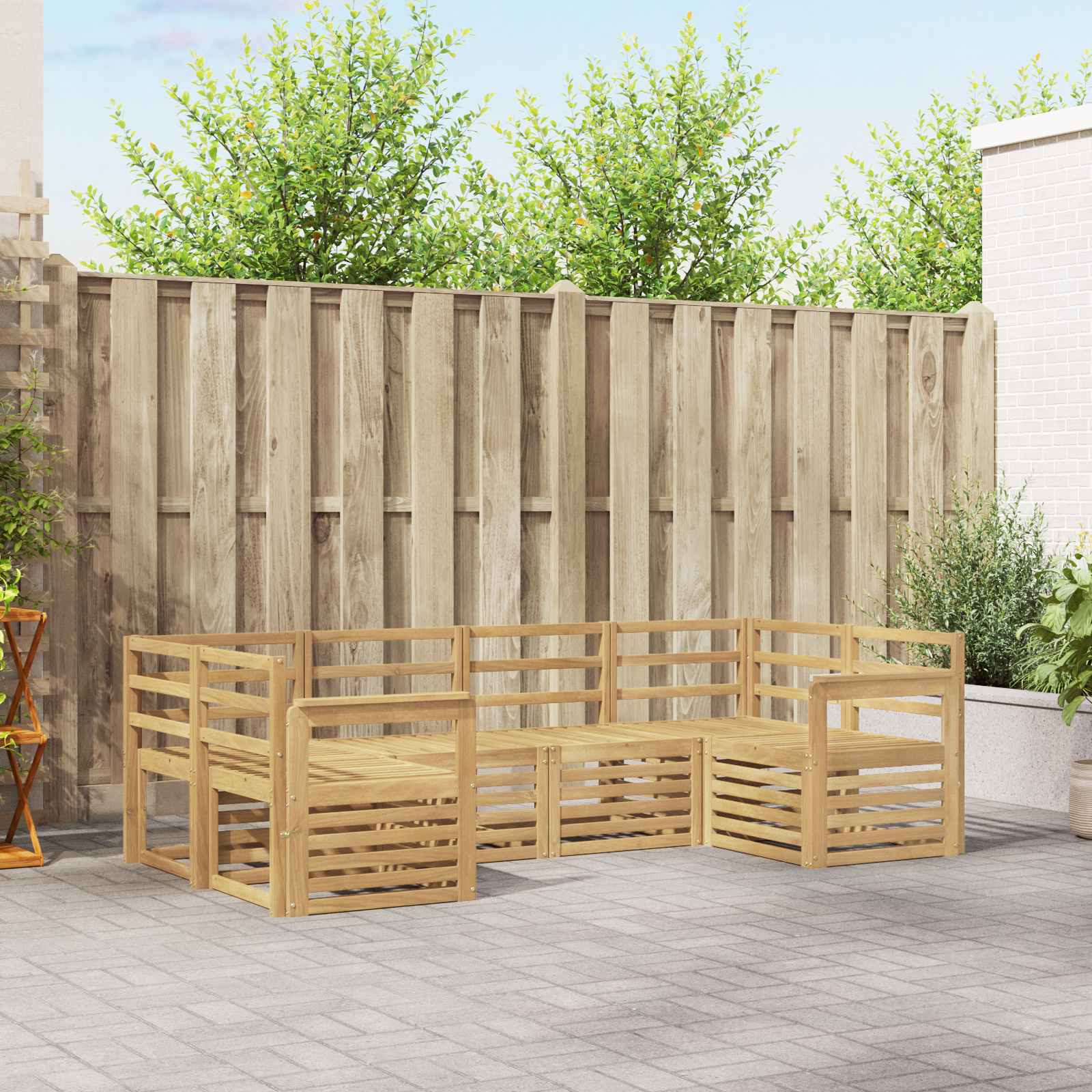 Σειρά Καναπέ Εξωτερικού 6 pcs Λευκό 245 x 128,5 x 73 εκ - Pakobazaar