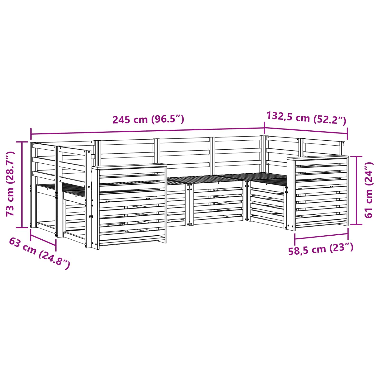 Σειρά Καναπέ Εξωτερικού 6 pcs Λευκό 245 x 132,5 x 73 εκ. - Pakobazaar