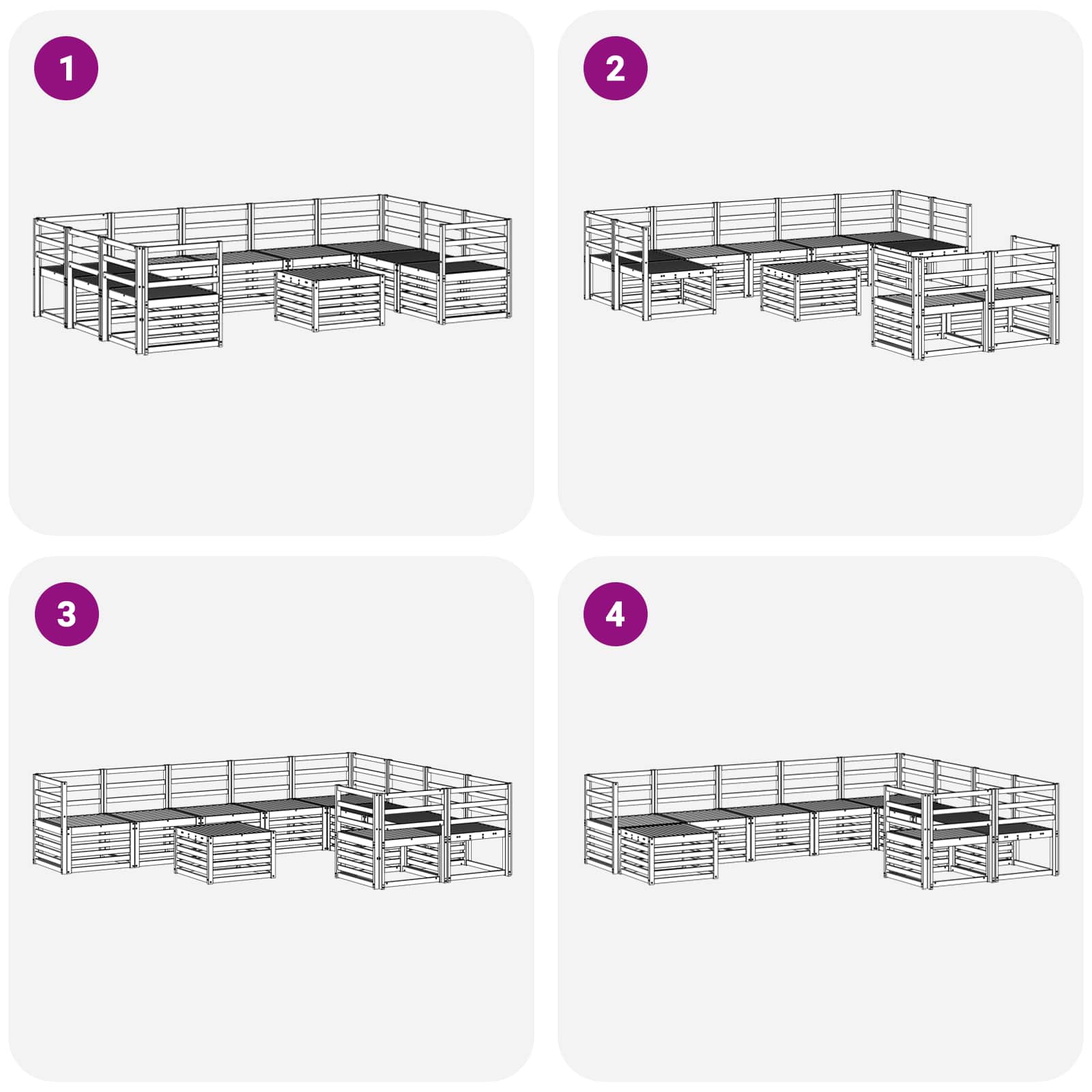Σειρά Καναπέ Εξωτερικού 10 pcs Λευκό 59 x 59 x 37 εκ - Pakobazaar