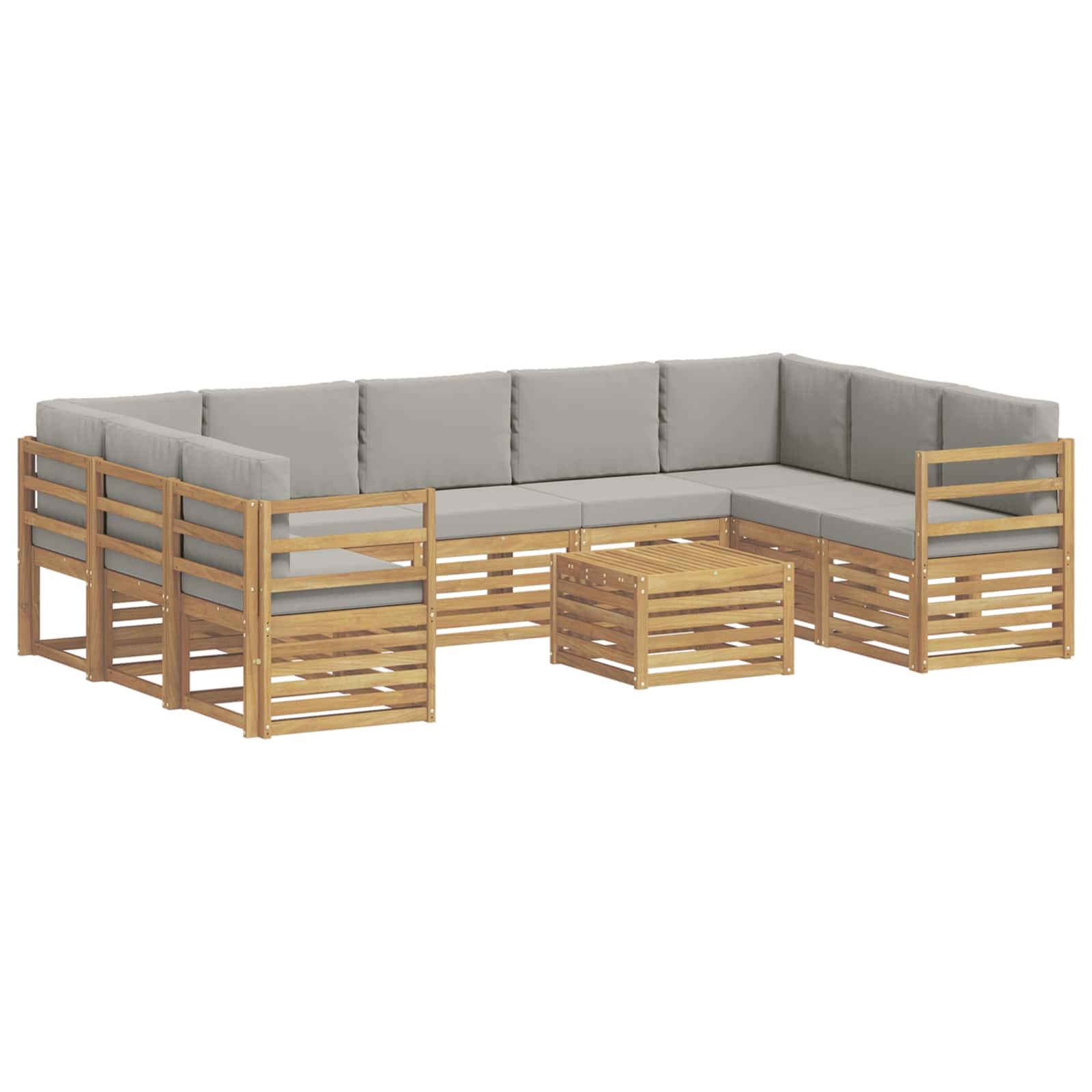 Σετ Καναπέ 10 pcs Λευκό και Ανοιχτό Γκρι 59 x 59 x 37 εκ - Pakobazaar