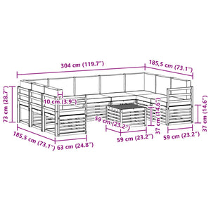 Σετ Καναπέ 10 pcs Λευκό και Μπεζ 59 x 59 x 37 εκ Πολυεστέρας - Pakobazaar