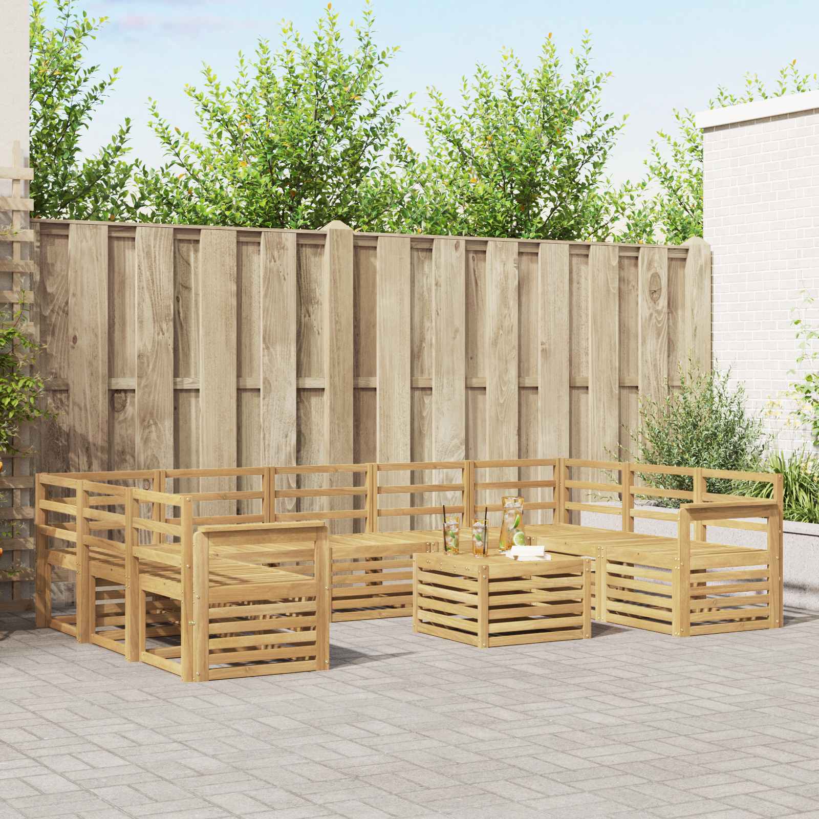 Σειρά Καναπέ Εξωτερικού 10 pcs Λευκό 59 x 59 x 37 εκ - Pakobazaar