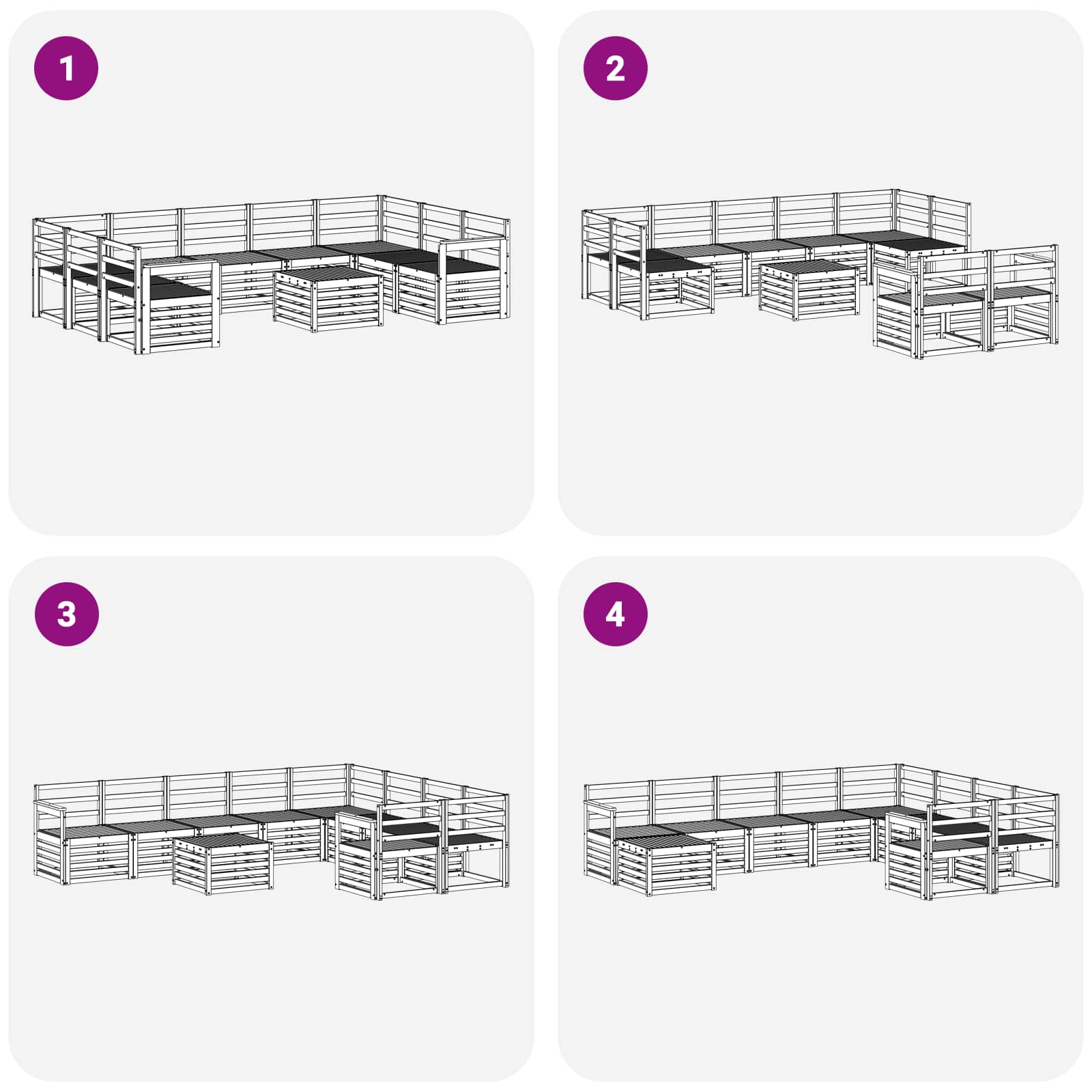 Σειρά Καναπέ Εξωτερικού 10 pcs Λευκό 59 x 59 x 37 εκ - Pakobazaar