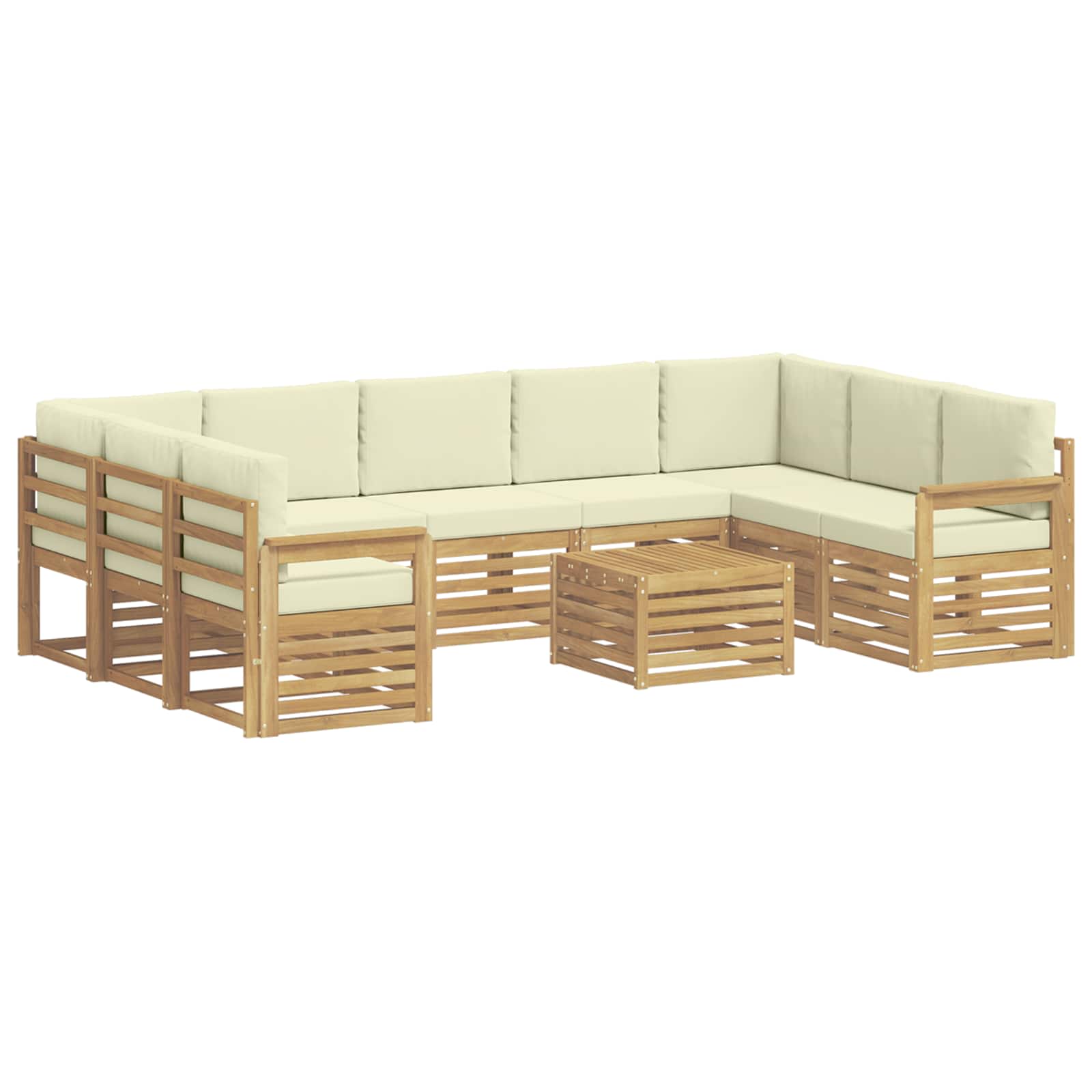 Σειρά Καναπέ Εξωτερικού 8 pcs Λευκό και Κρεμ 59 x 59 x 37 εκ - Pakobazaar