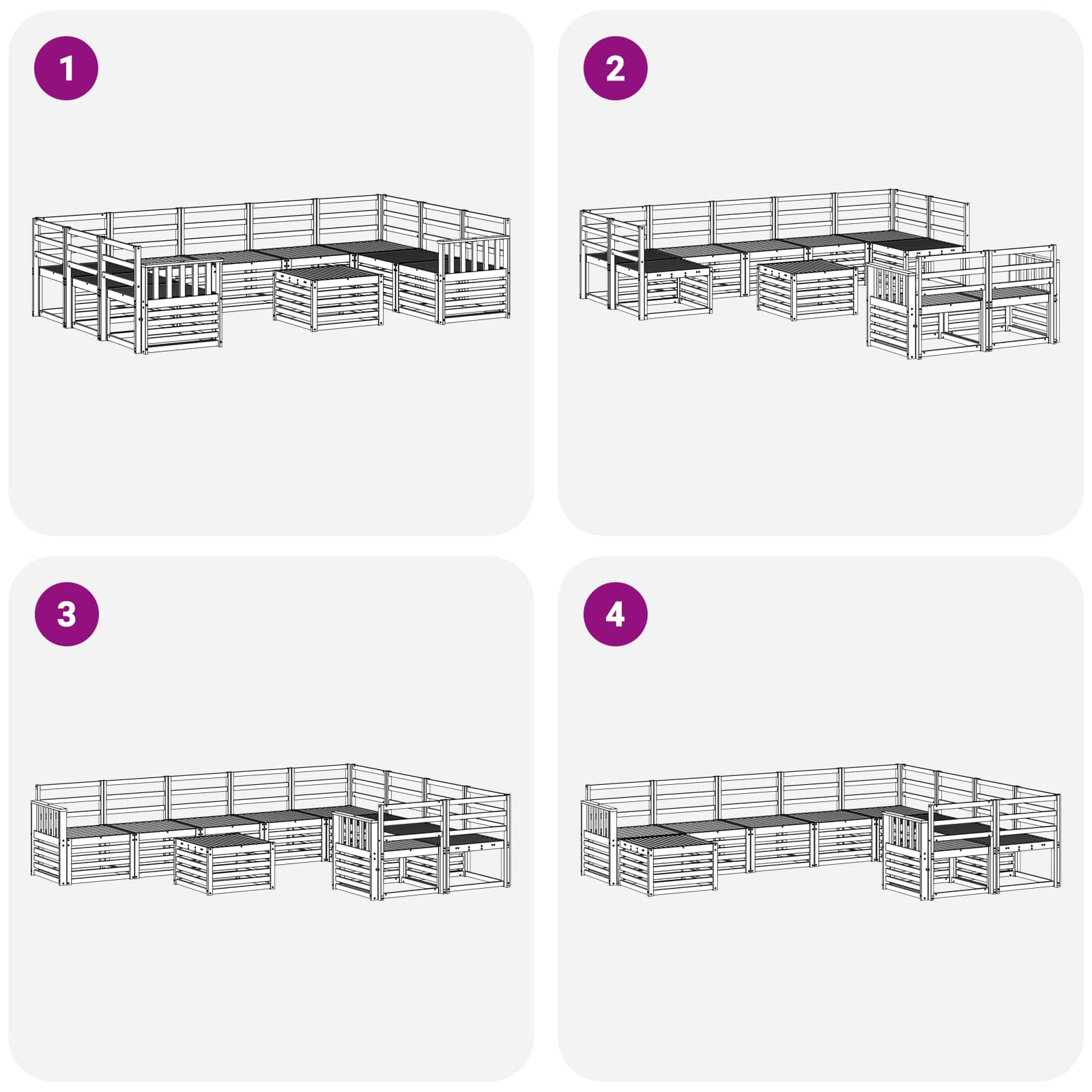 Σειρά Καναπέ Εξωτερικού 10 pcs Λευκό 59 x 59 x 37 εκ - Pakobazaar