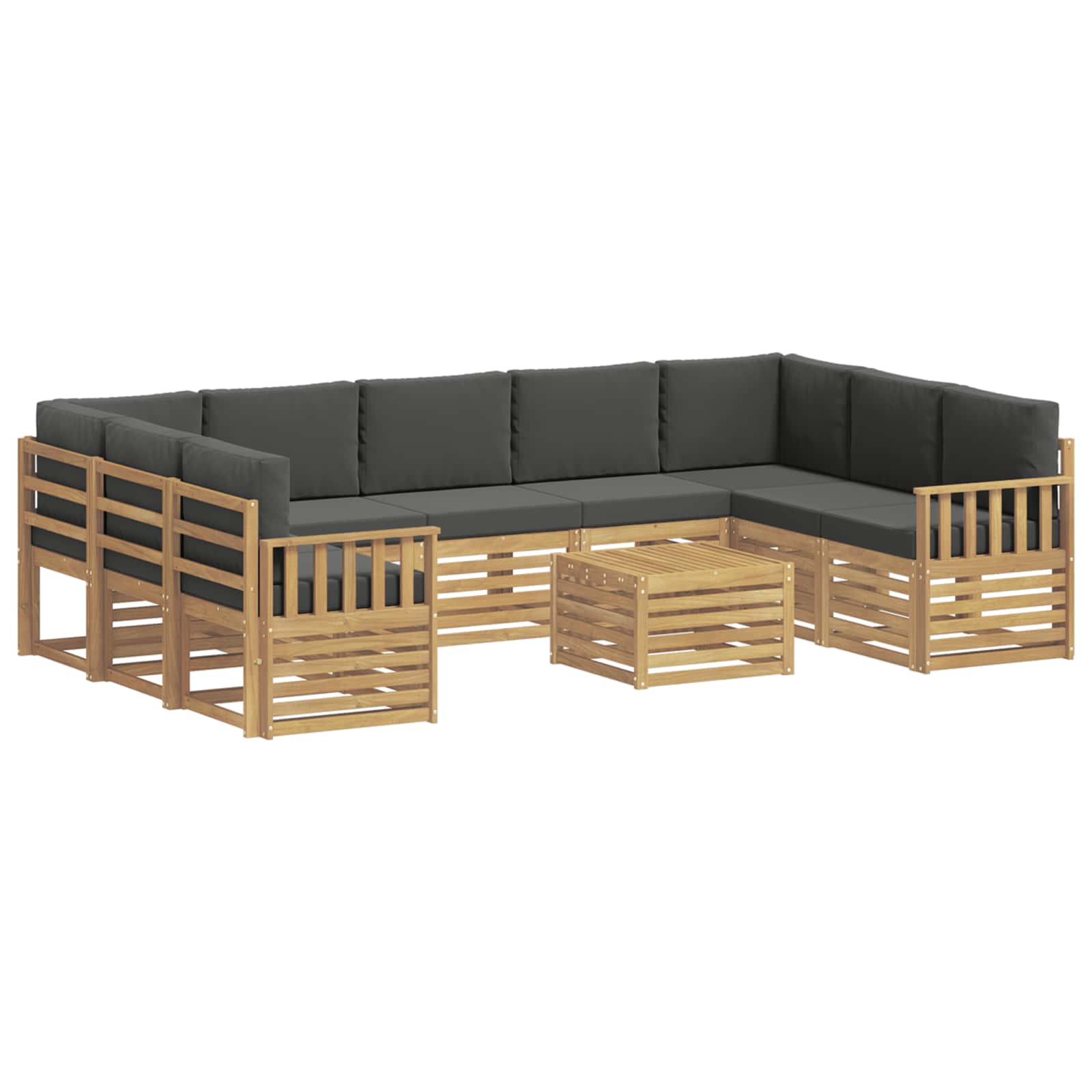 Σειρά Καναπέ Εξωτερικού 8 pcs Λευκό και Ανθρακί 59 x 59 x 37 εκ - Pakobazaar