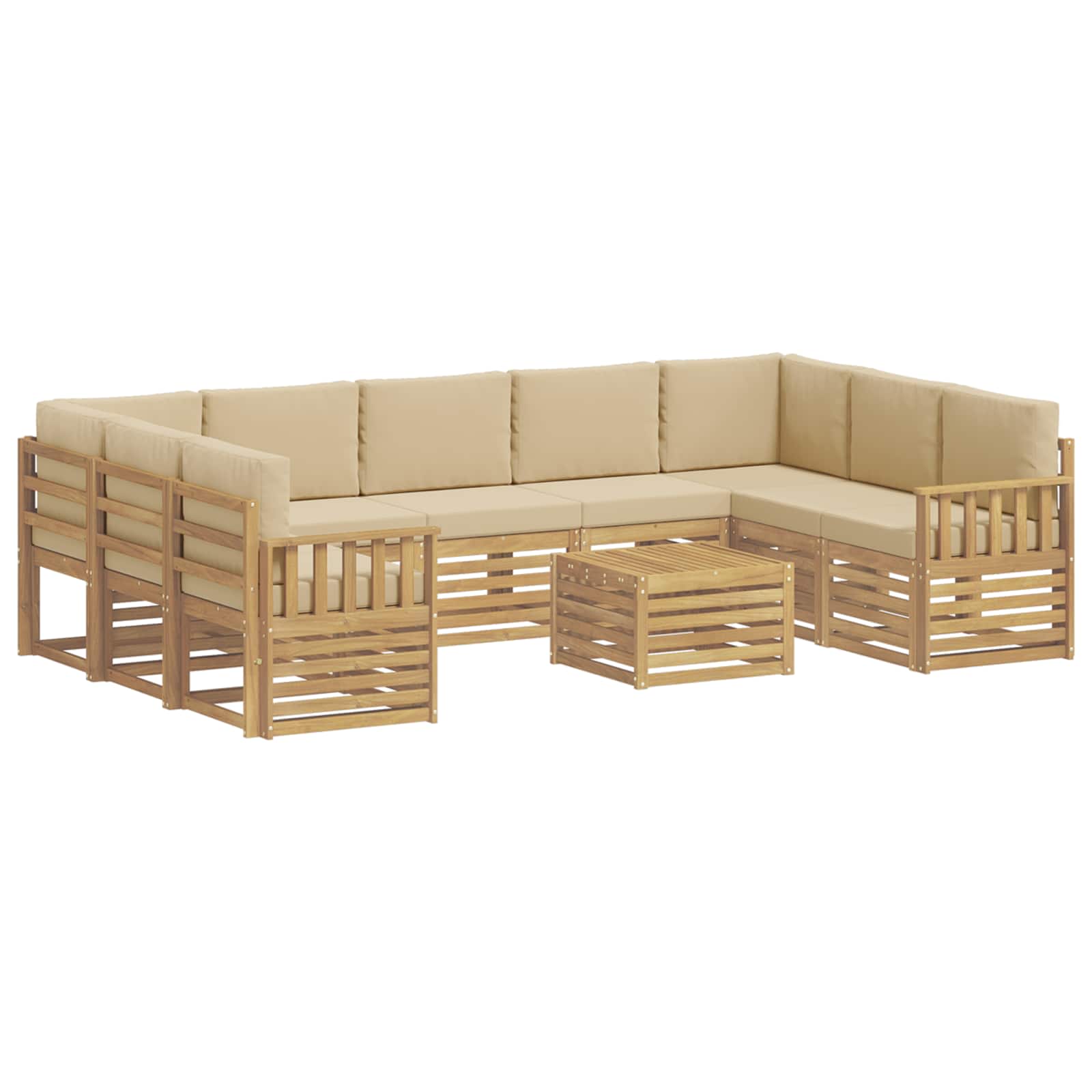 Σειρά Καναπέ Εξωτερικού 8 pcs Λευκό και Μπεζ 59 x 59 x 37 εκ - Pakobazaar