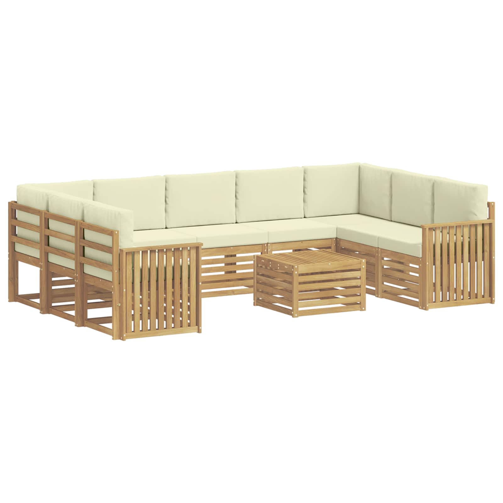 Σειρά Καναπέ Εξωτερικού 10 pcs Λευκό και Κρεμ 59 x 59 x 37 εκ - Pakobazaar