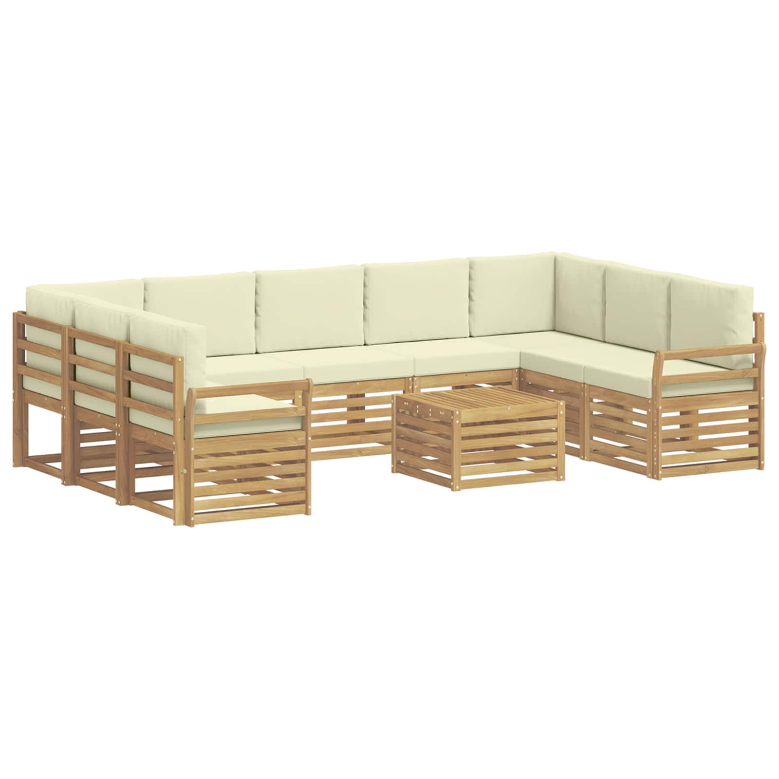 Σειρά Καναπέ Εξωτερικού 10 pcs Λευκό και Κρεμ 59 x 59 x 37 εκ - Pakobazaar