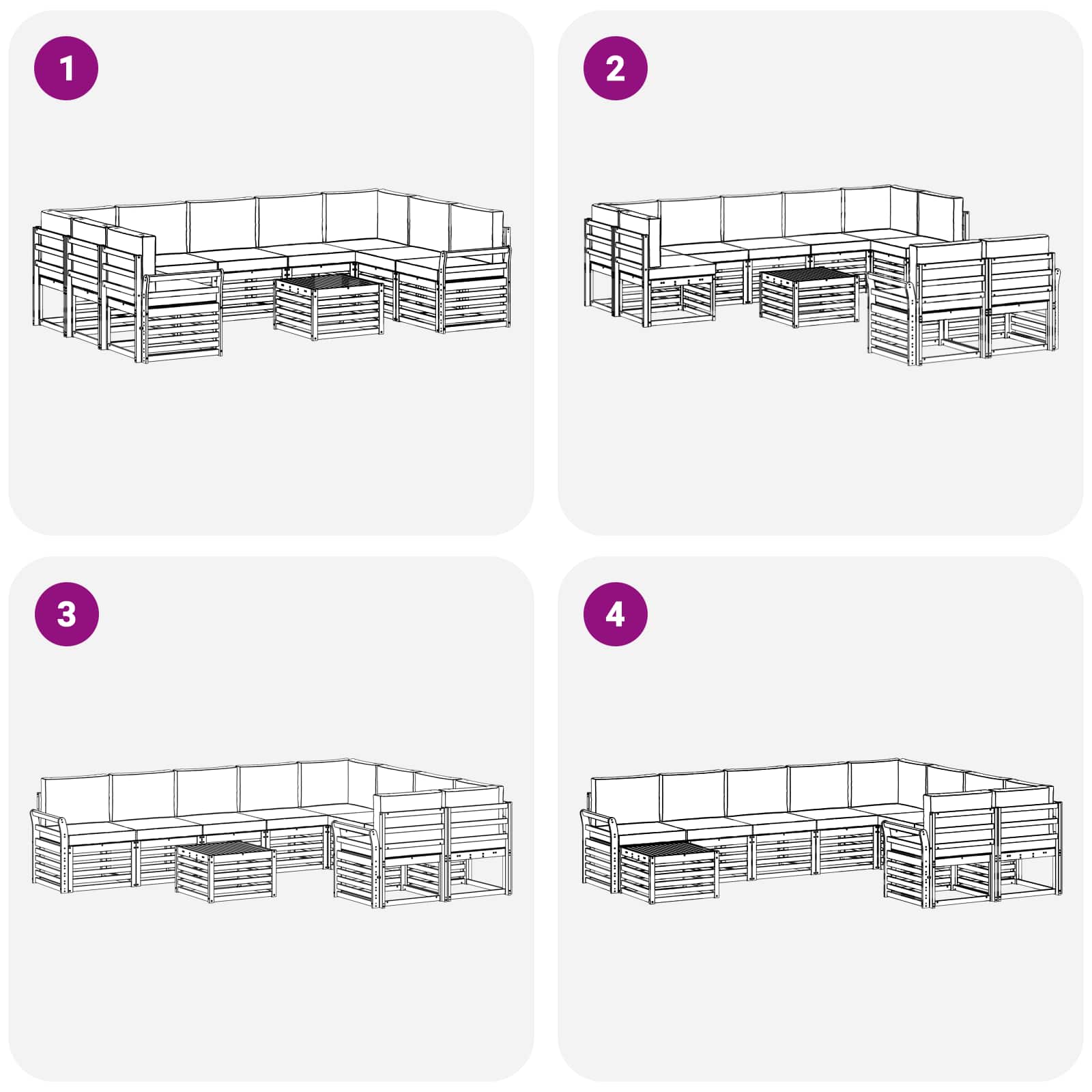 Σειρά Καναπέ Εξωτερικού 10 pcs Λευκό και Μπεζ 59 x 59 x 37 εκ - Pakobazaar