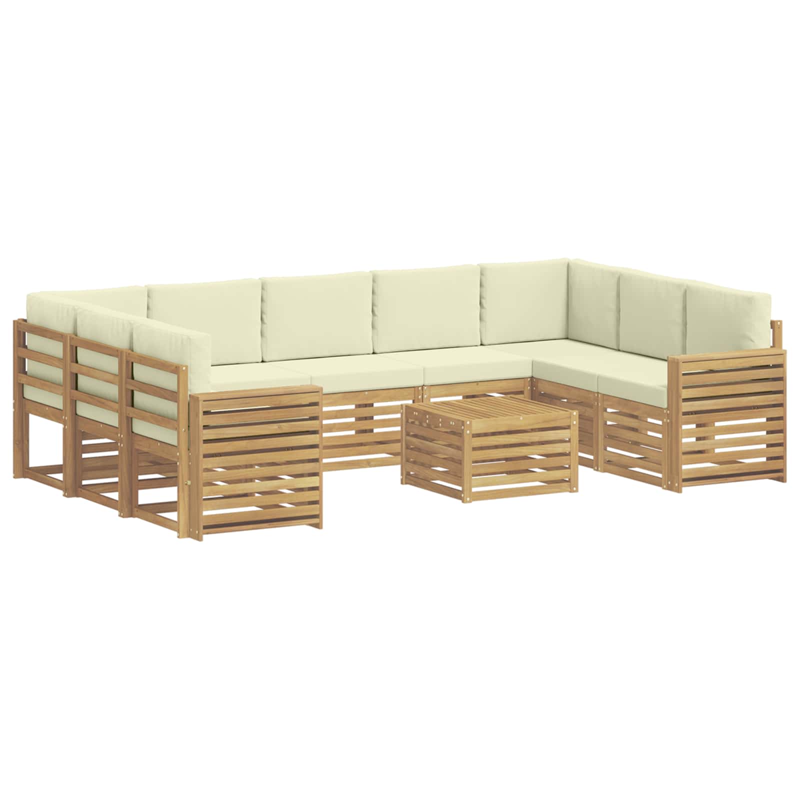 Σειρά Καναπέ Εξωτερικού 10 pcs Λευκό και Κρεμ 59 x 59 x 37 εκ - Pakobazaar