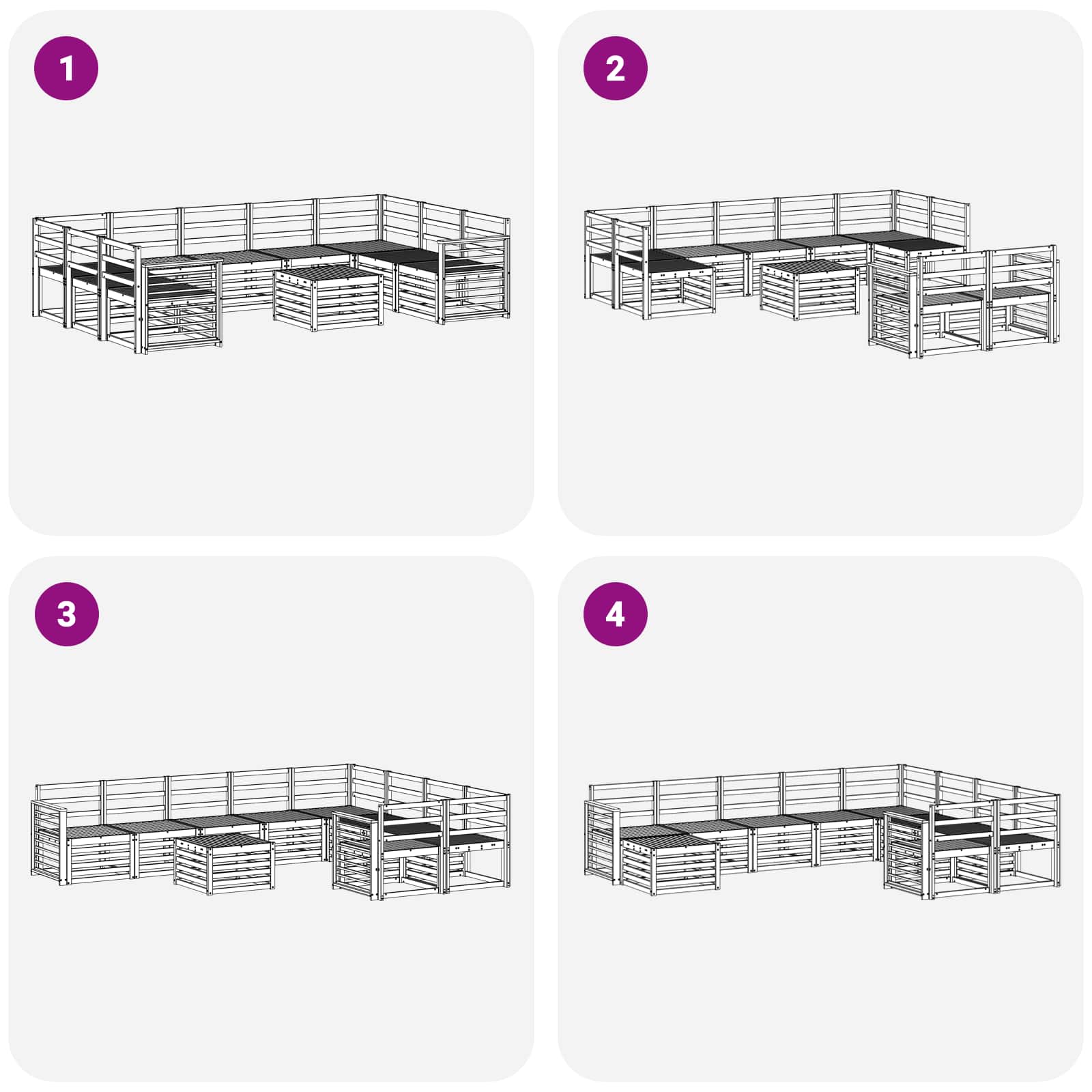Σειρά Καναπέ Εξωτερικού 10 pcs Λευκό 59 x 59 x 37 εκ - Pakobazaar