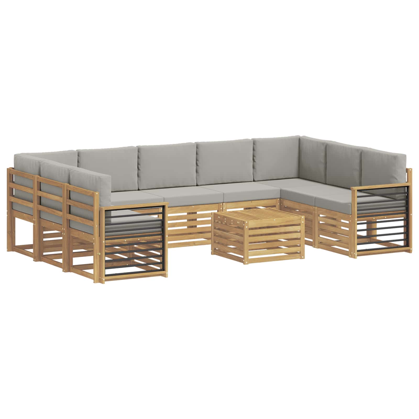 Σετ Καναπέ 10 pcs Λευκό και Ανοιχτό Γκρι 59 x 59 x 37 εκ - Pakobazaar