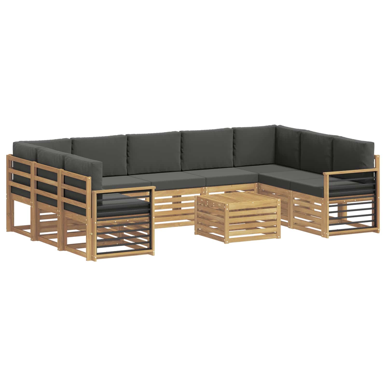 Σειρά Καναπέ Εξωτερικού 8 pcs Λευκό και Ανθρακί 59 x 59 x 37 εκ - Pakobazaar