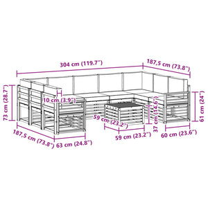 Σετ Καναπέ 10 pcs Λευκό και Μπεζ 59 x 59 x 37 εκ Πολυεστέρας - Pakobazaar