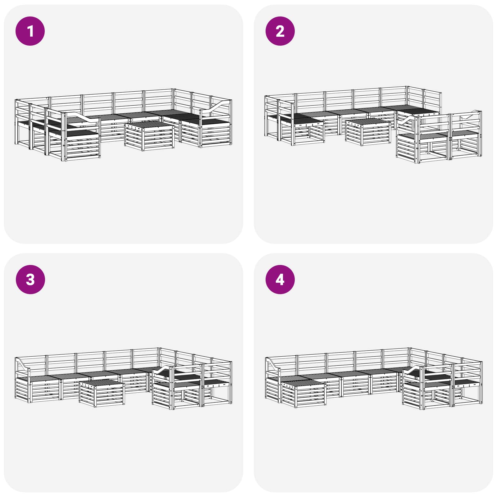 Σειρά Καναπέ Εξωτερικού 10 pcs Λευκό 59 x 59 x 37 εκ - Pakobazaar