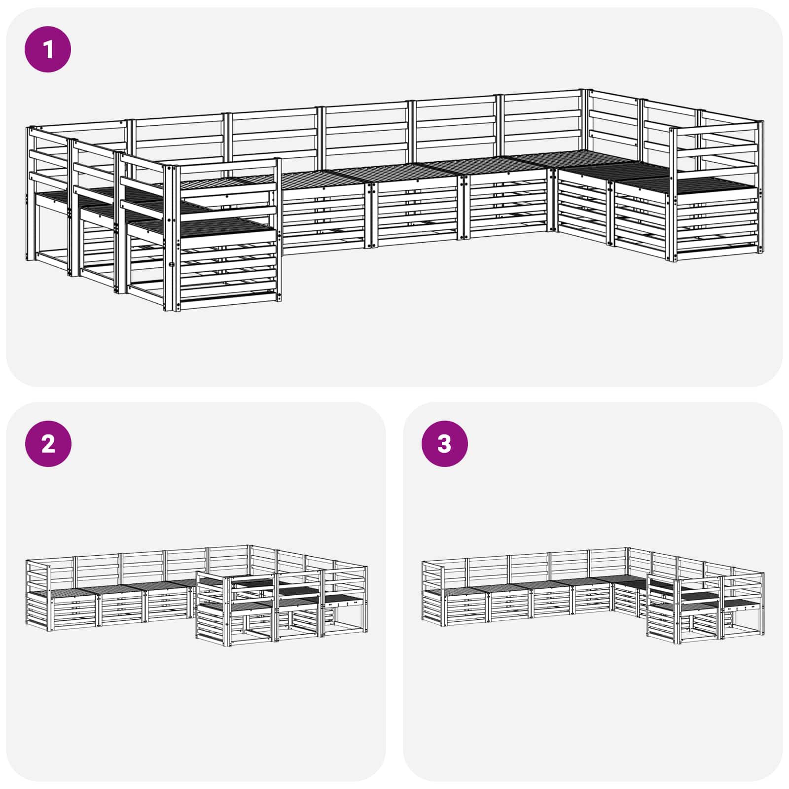Σειρά Καναπέ Εξωτερικού 10 pcs Λευκό 363 x 185,5 x 73 εκ. - Pakobazaar