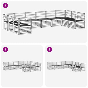 Σειρά Καναπέ Εξωτερικού 10 pcs Λευκό 363 x 185,5 x 73 εκ. - Pakobazaar