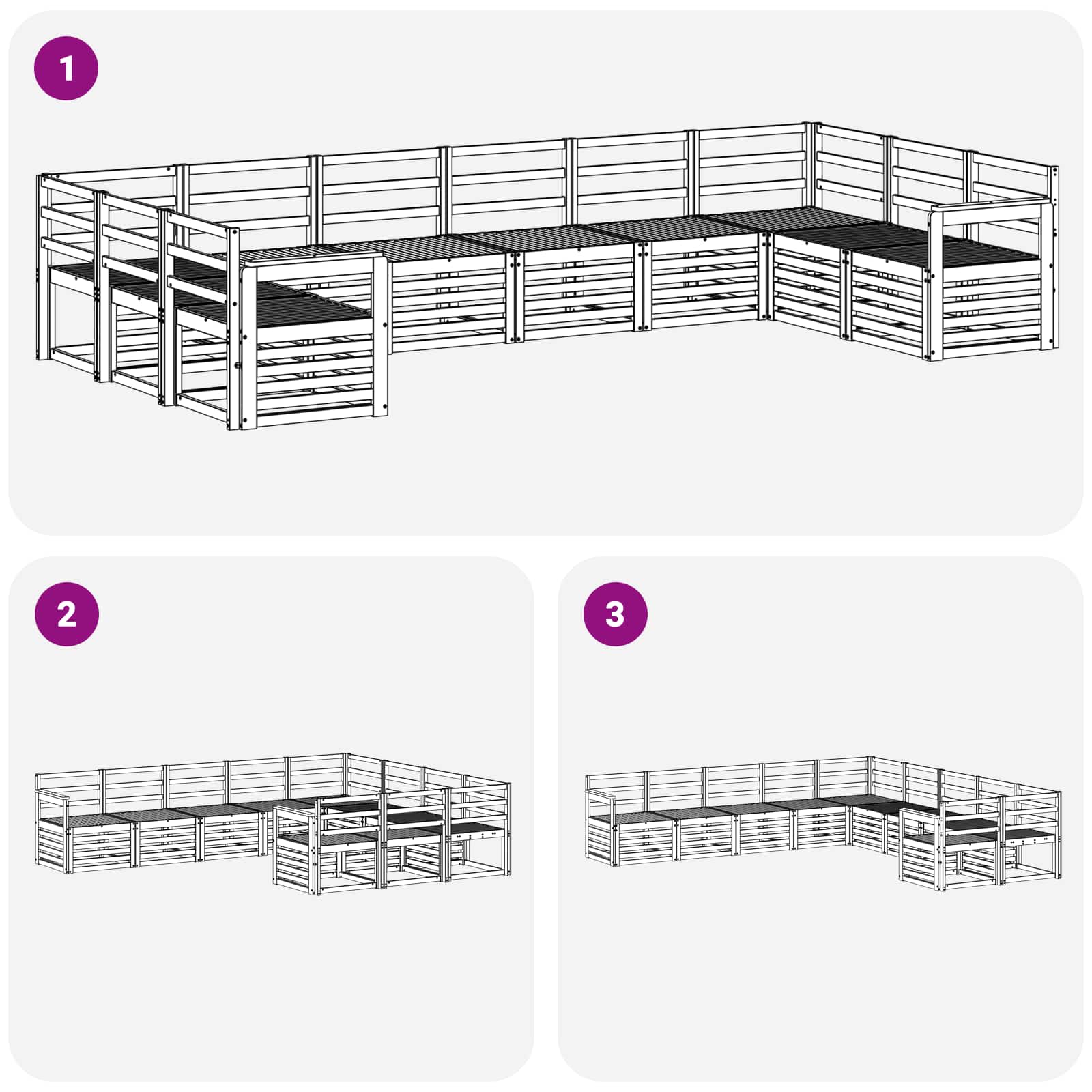 Σειρά Καναπέ Εξωτερικού 10 pcs Λευκό 363 x 187,5 x 73 εκ. - Pakobazaar