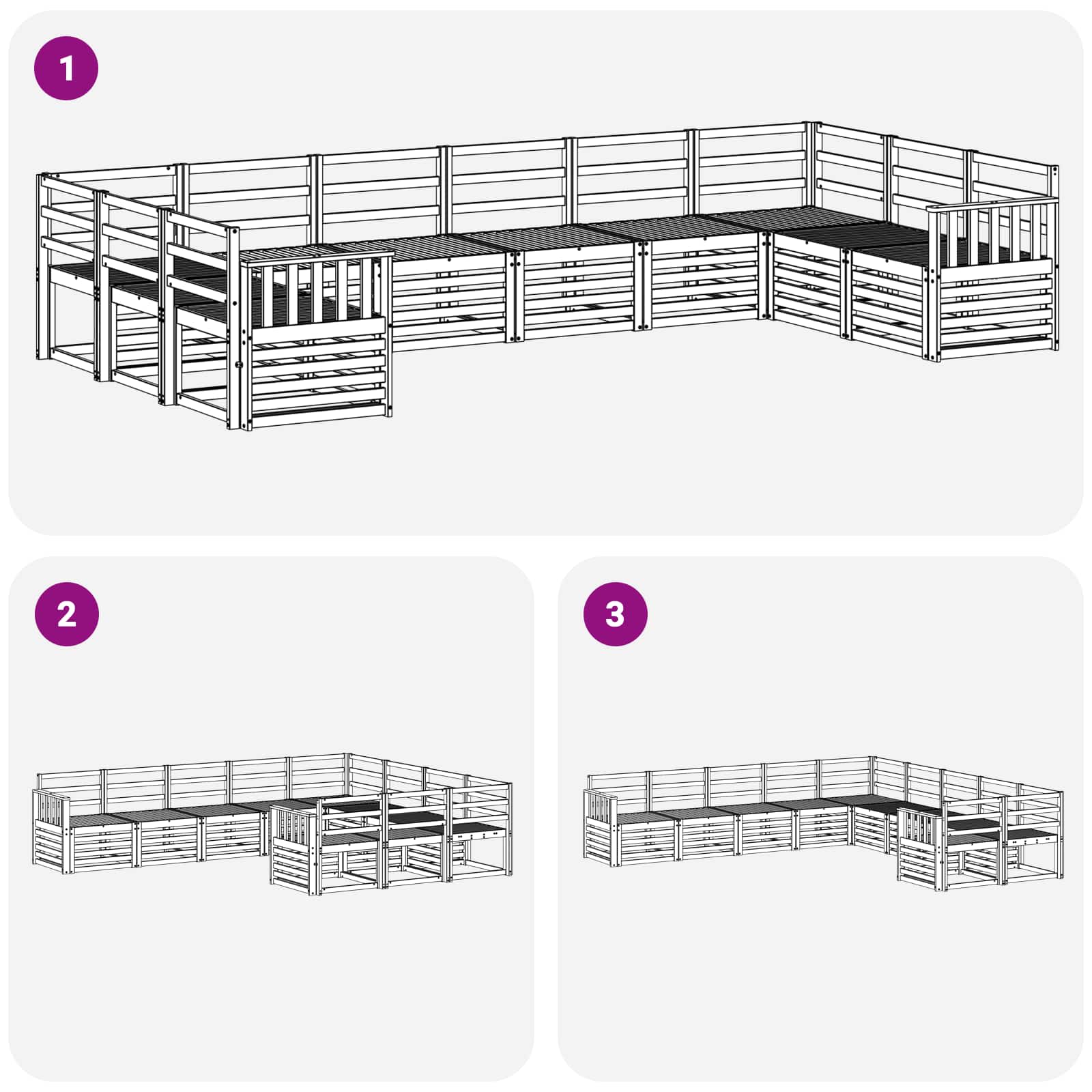 Σειρά Καναπέ Εξωτερικού 10 pcs Λευκό 363 x 187,5 x 73 εκ. - Pakobazaar