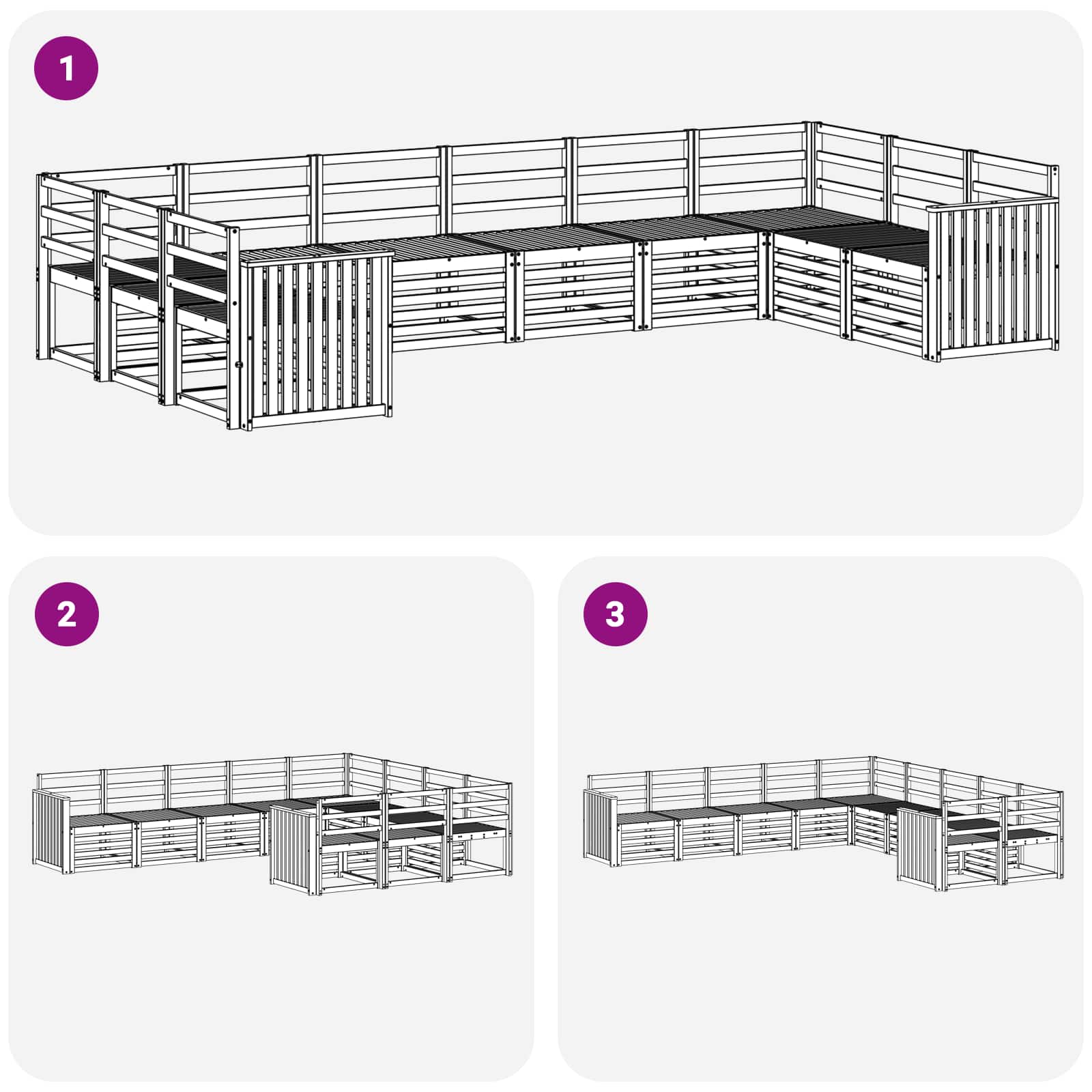 Σειρά Καναπέ Εξωτερικού 10 pcs Λευκό 363 x 187,5 x 73 εκ. - Pakobazaar