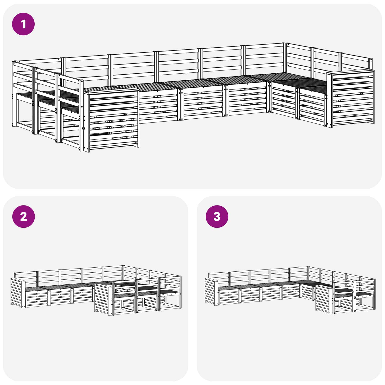 Σειρά Καναπέ Εξωτερικού 10 pcs Λευκό 363 x 191,5 x 73 εκ. - Pakobazaar