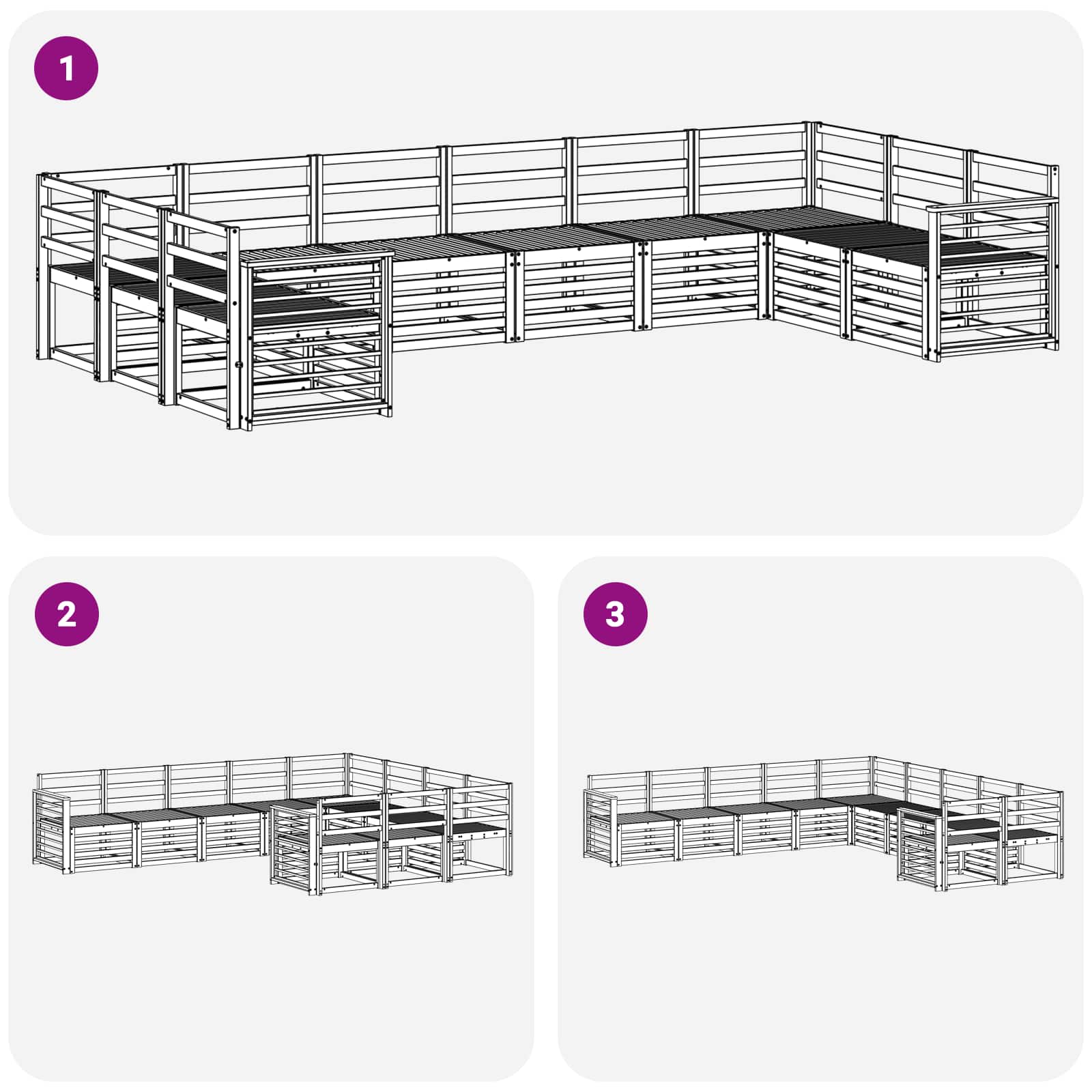 Σειρά Καναπέ Εξωτερικού 10 pcs Λευκό 363 x 187,5 x 73 εκ. - Pakobazaar