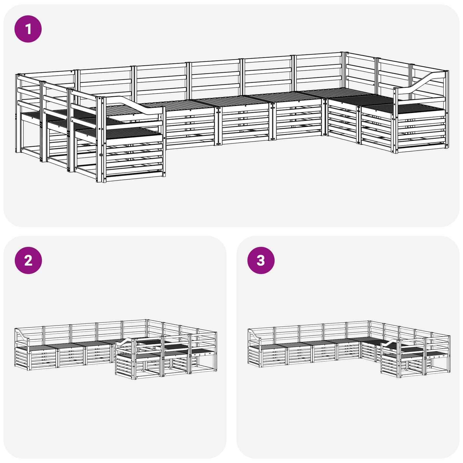 Σειρά Καναπέ Εξωτερικού 10 pcs Λευκό 363 x 185,5 x 73 εκ. - Pakobazaar