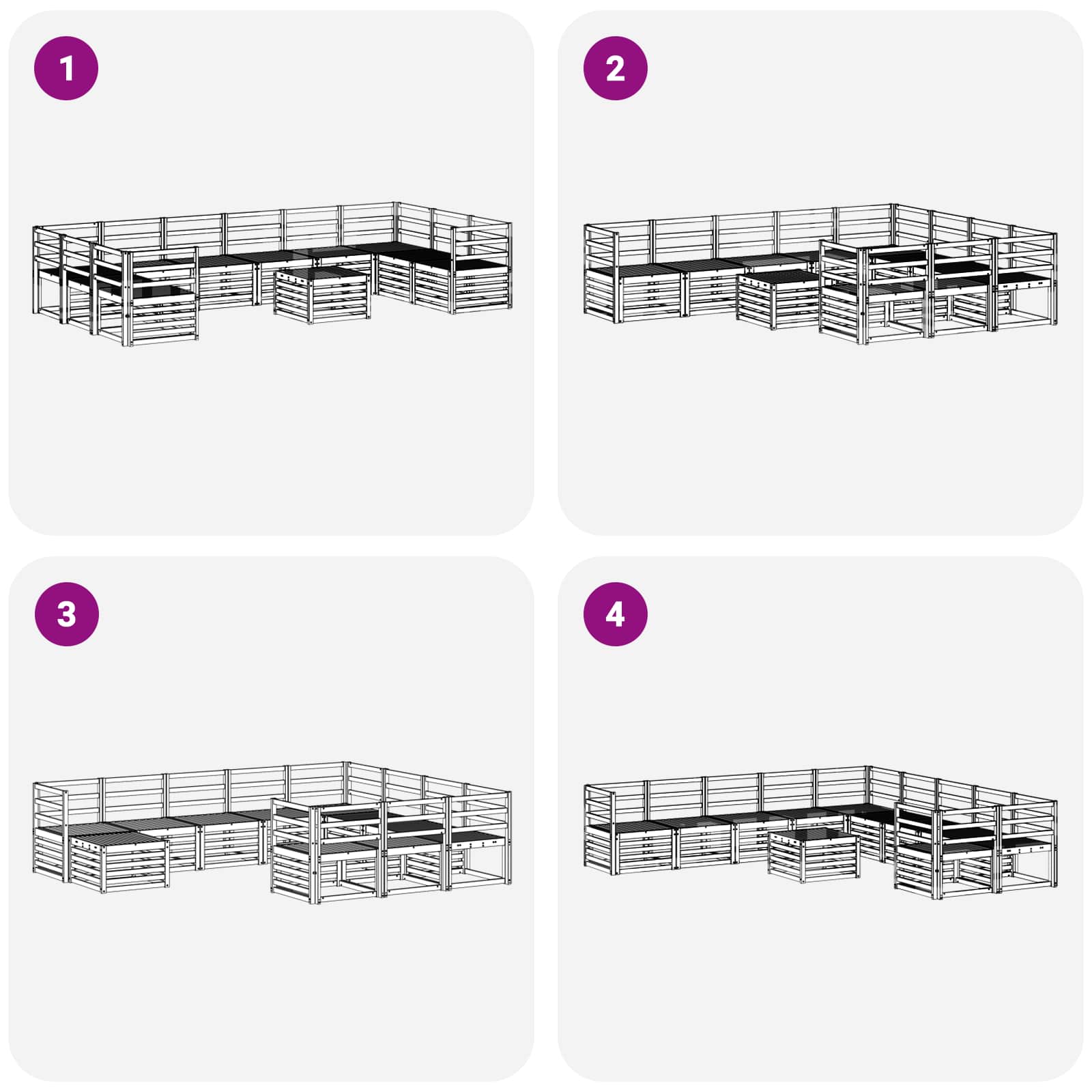 Σειρά Καναπέ Εξωτερικού 11 pcs Λευκό 59 x 59 x 37 εκ - Pakobazaar